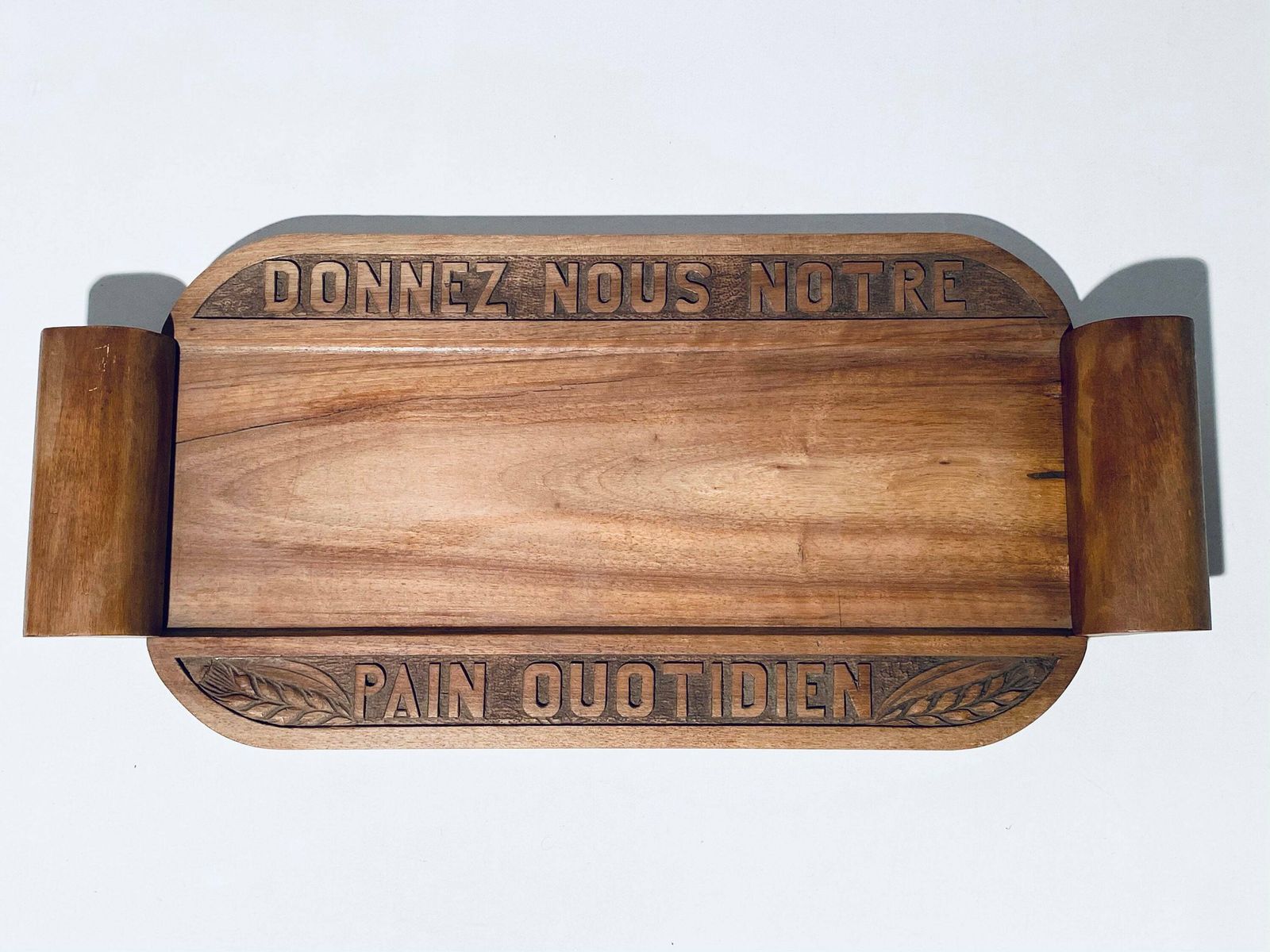 Antique French Wooden Bread Board "Give Us Our Daily Bread" / Vintage Kitchen Decor photo furniture