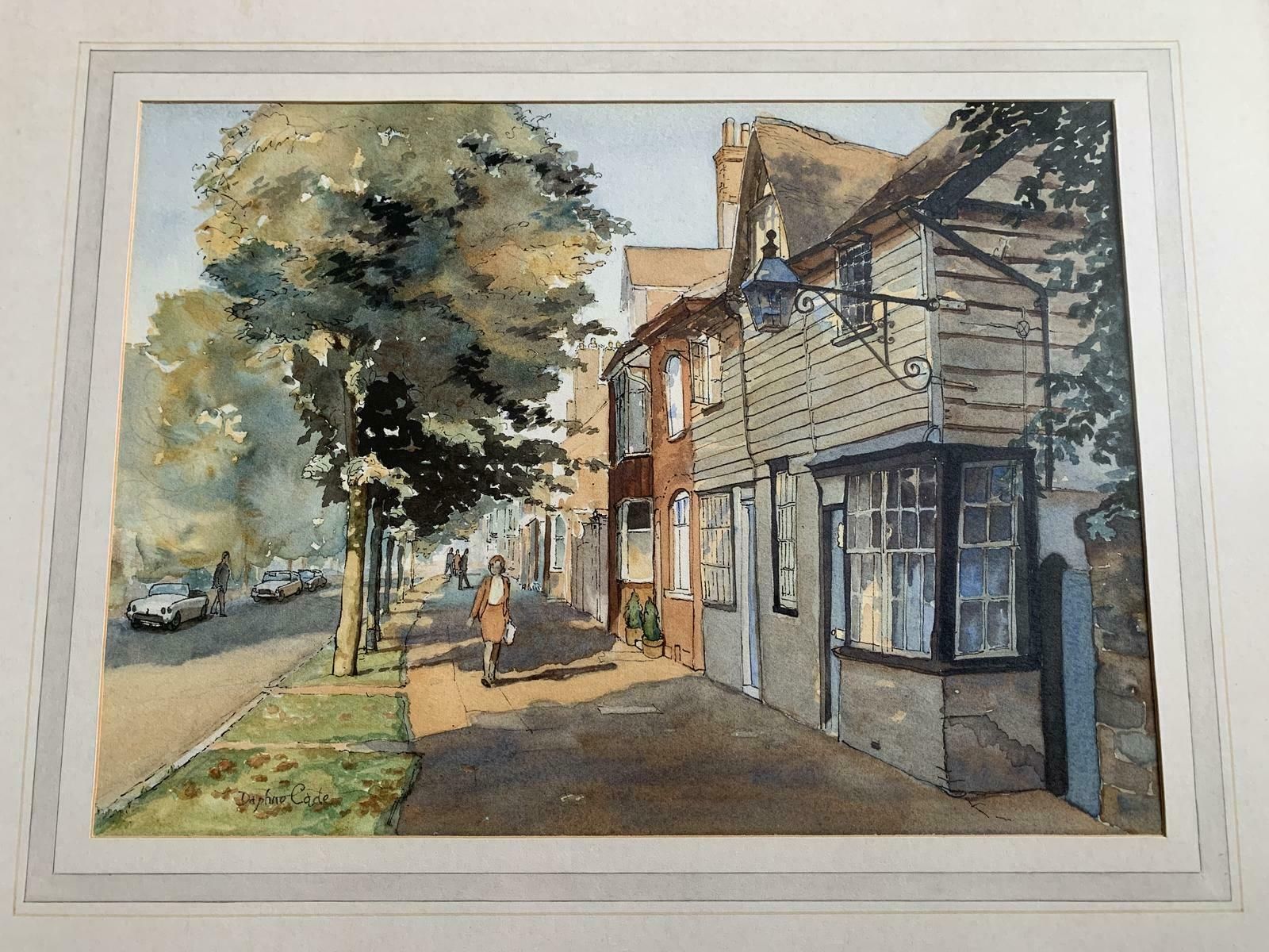 Mid Century Watercolour Of Horsham Surrey By Daphne Cade photo for sale