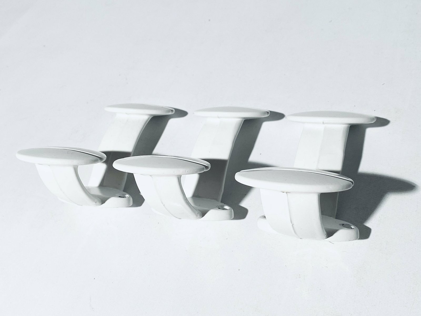 Three Midcentury White Coat Hanger Hooks / 1950s 1960s Rockabilly French Vintage Furniture photo vintage