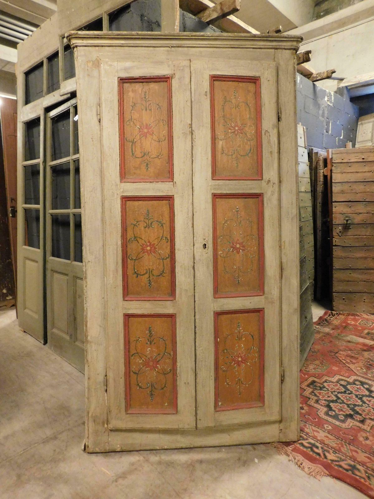 Old Door Lacquered Wall Placard With Frame, From Italy photo for sale