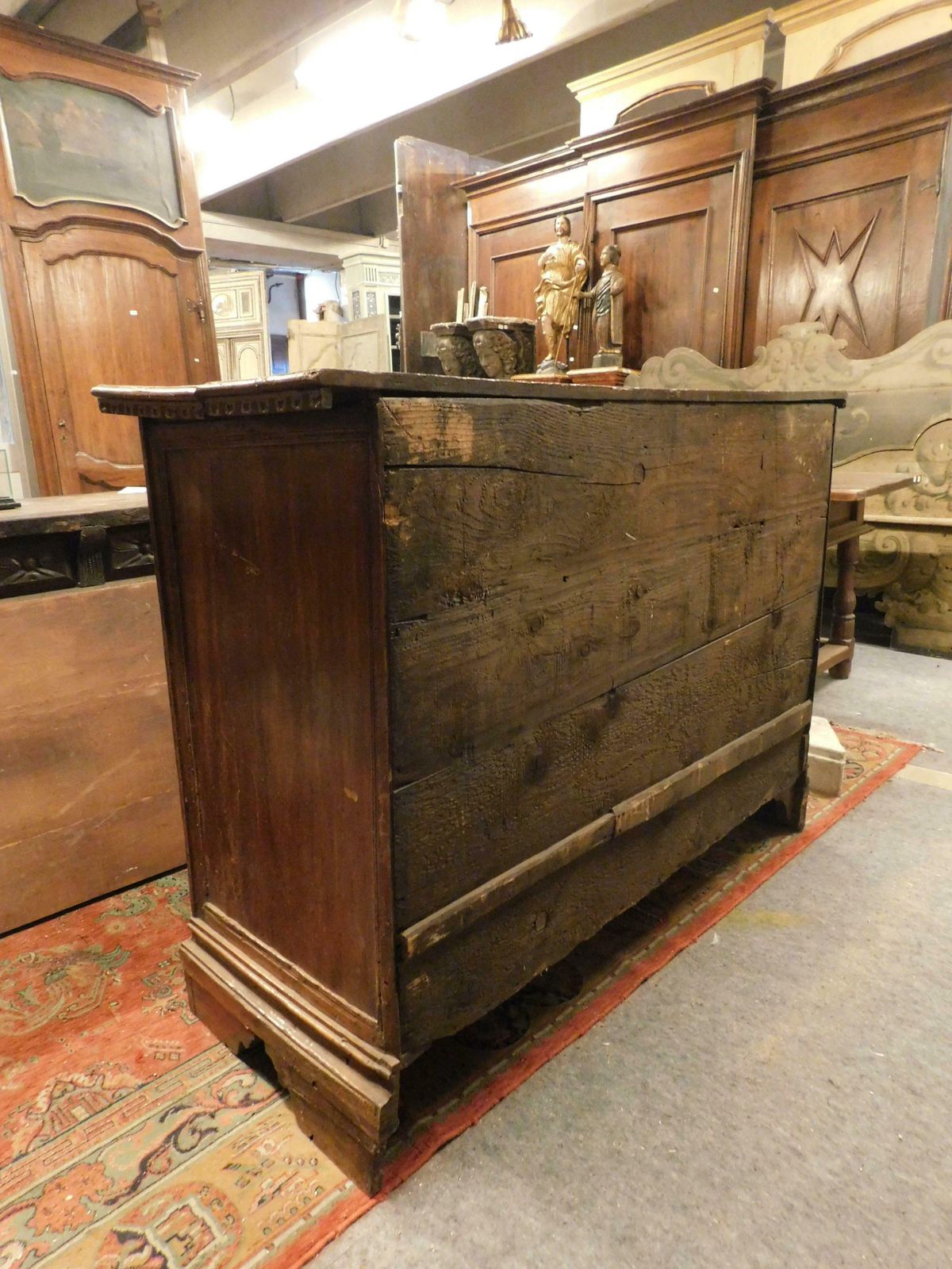 Chest Of Drawers / Flap In Walnut Inlay With Three Drawers, Italy photo Furniture