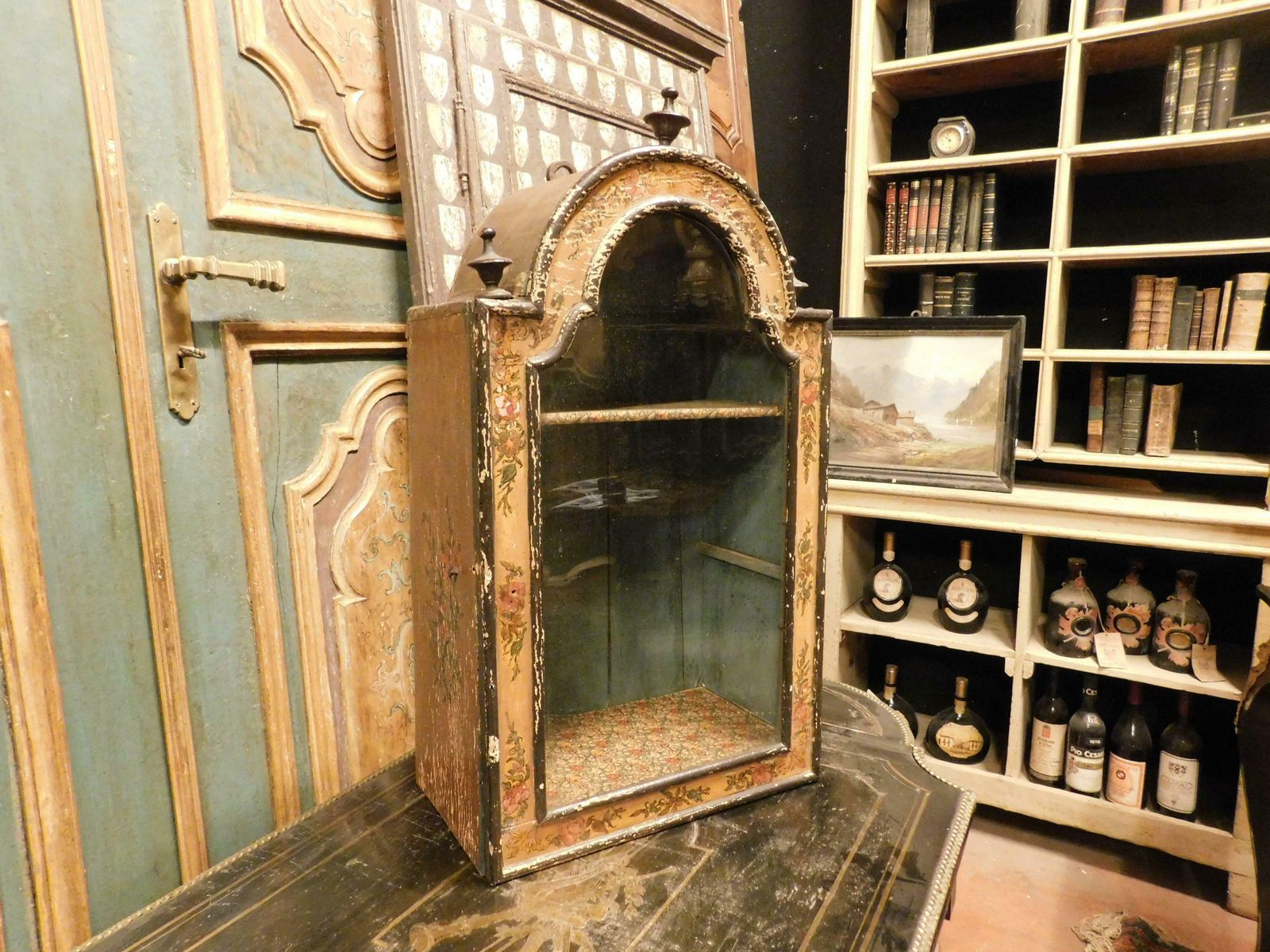 Small Bulletin Board, Showcase, Wall Niche, Hand Painted, Italy photo for sale