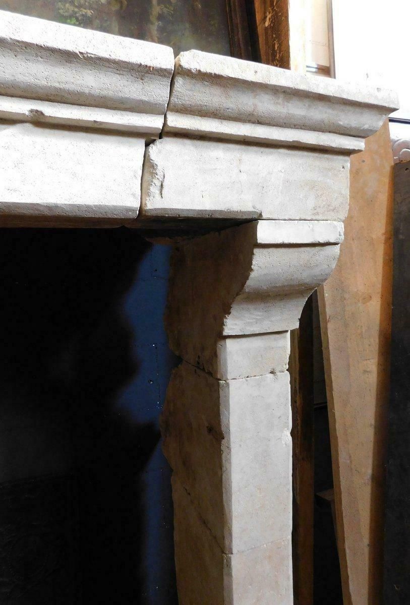 Ancient Fireplace Mantle In Trani Stone, From Italy In The 19th Century photo vintage