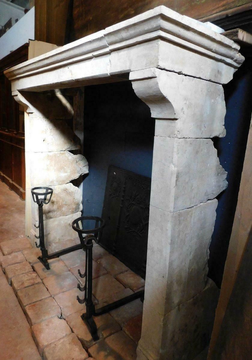 Home Fixtures Ancient Fireplace Mantle In Trani Stone, From Italy In The 19th Century photo