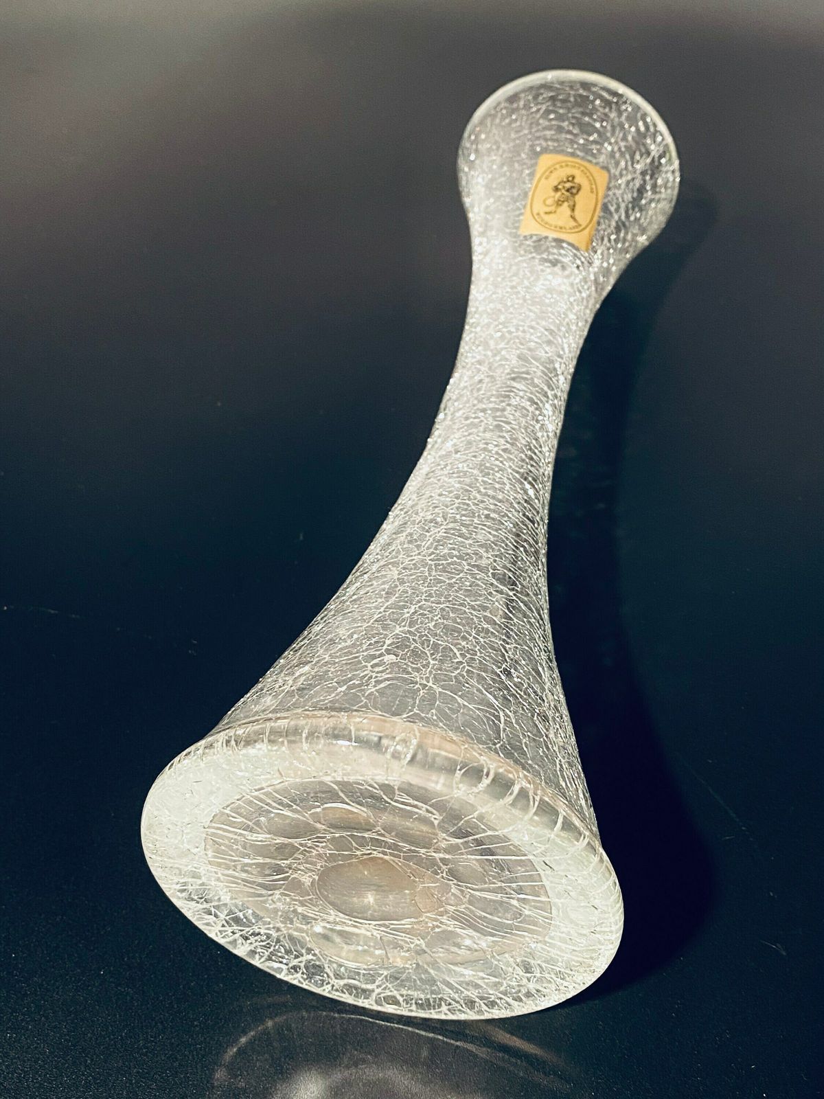 photo furniture Tall Alwe Diablo Crystal Crackle Glass Vase 1970s / Art Deco Decor