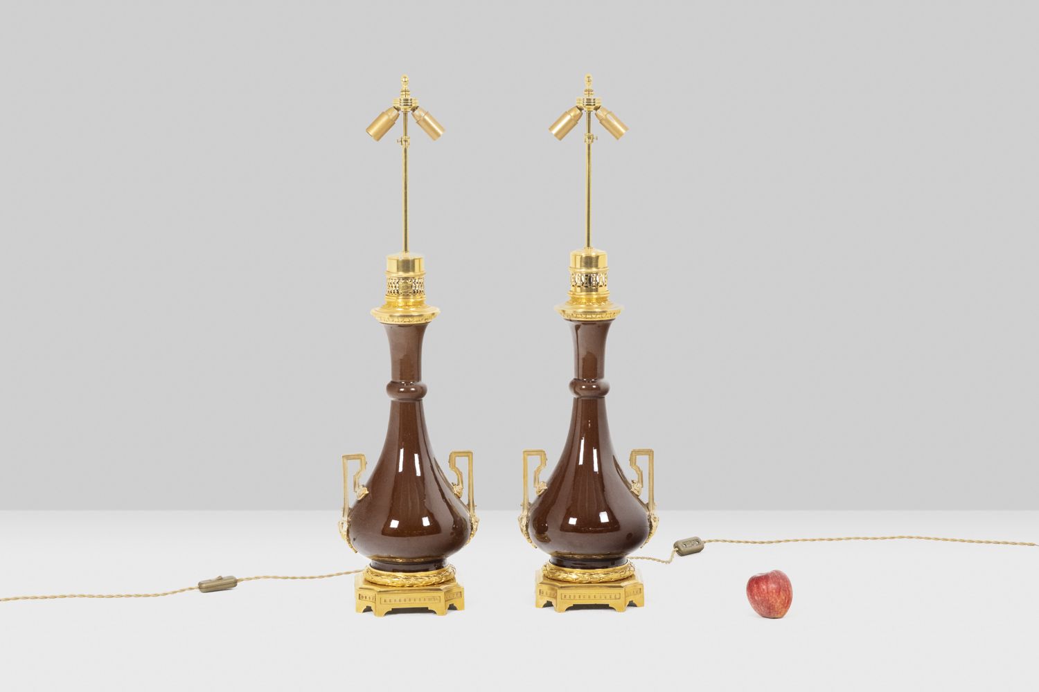 photo furniture Pair Of Porcelain And Gilt Bronze Lamps, Circa 1880