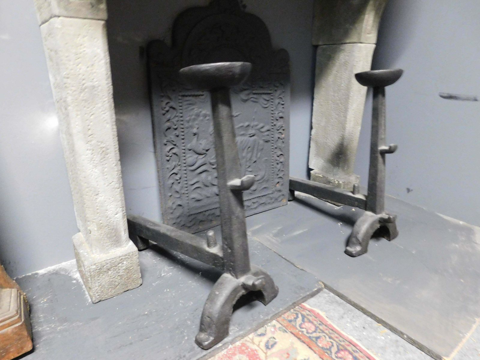 Pair Of Iron Fire Dogs With Cup Holder, 19th Century Italy photo 12212.0