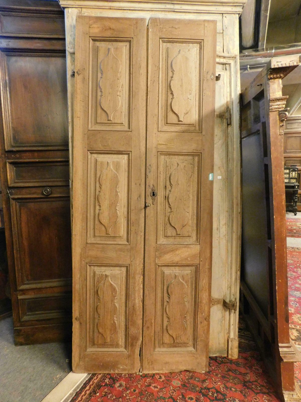Double Wing Door, Carved In Walnut, 18th Century, Italy photo for sale