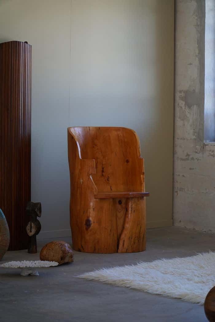 Stump Chair In Solid Birch By A Swedish Cabinetmaker, Wabi Sabi, 1950s photo furniture