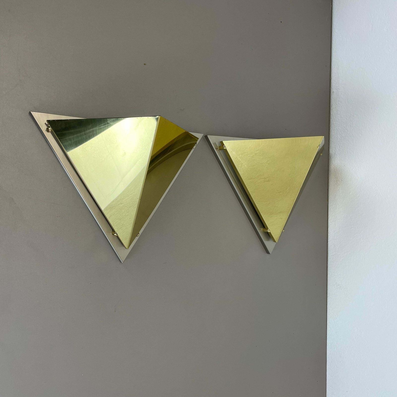 1047.0 Set Of 2 Brass Sciolari Style Wall Light Sconces Bankamp Leuchten, Germany, 1980 photo