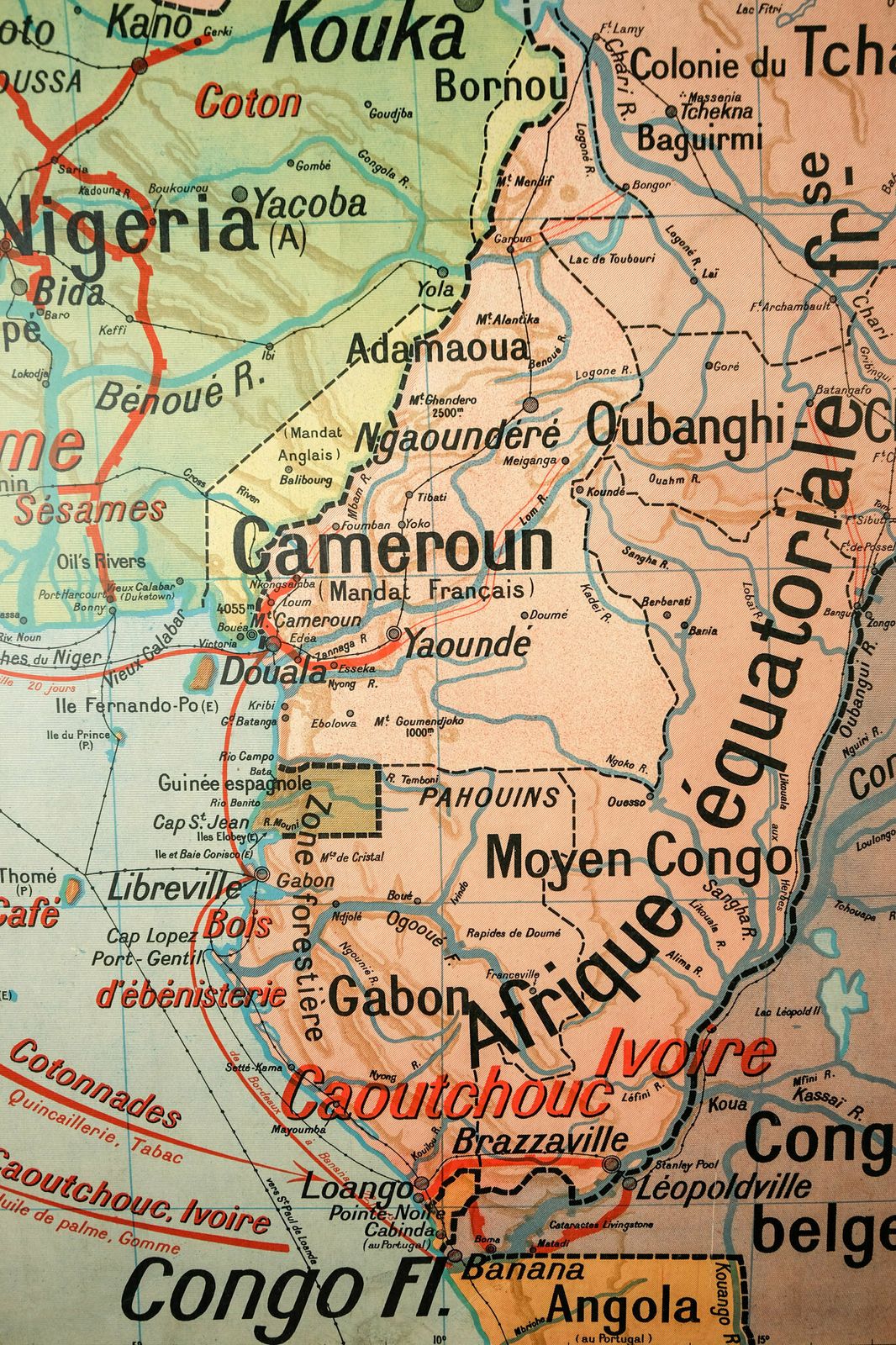 Original Large Vintage Mid Century Double Sided French School Wall West Africa Guyana New Caledonia Antilles Map Rare Vidal Lablache photo buy
