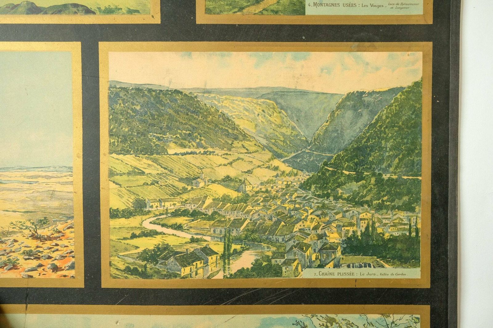 Original Mid Century Large Vintage French Educational School Wall Chart Physical Geography Relief Decorative Mountains Armand Colin photo 278.0