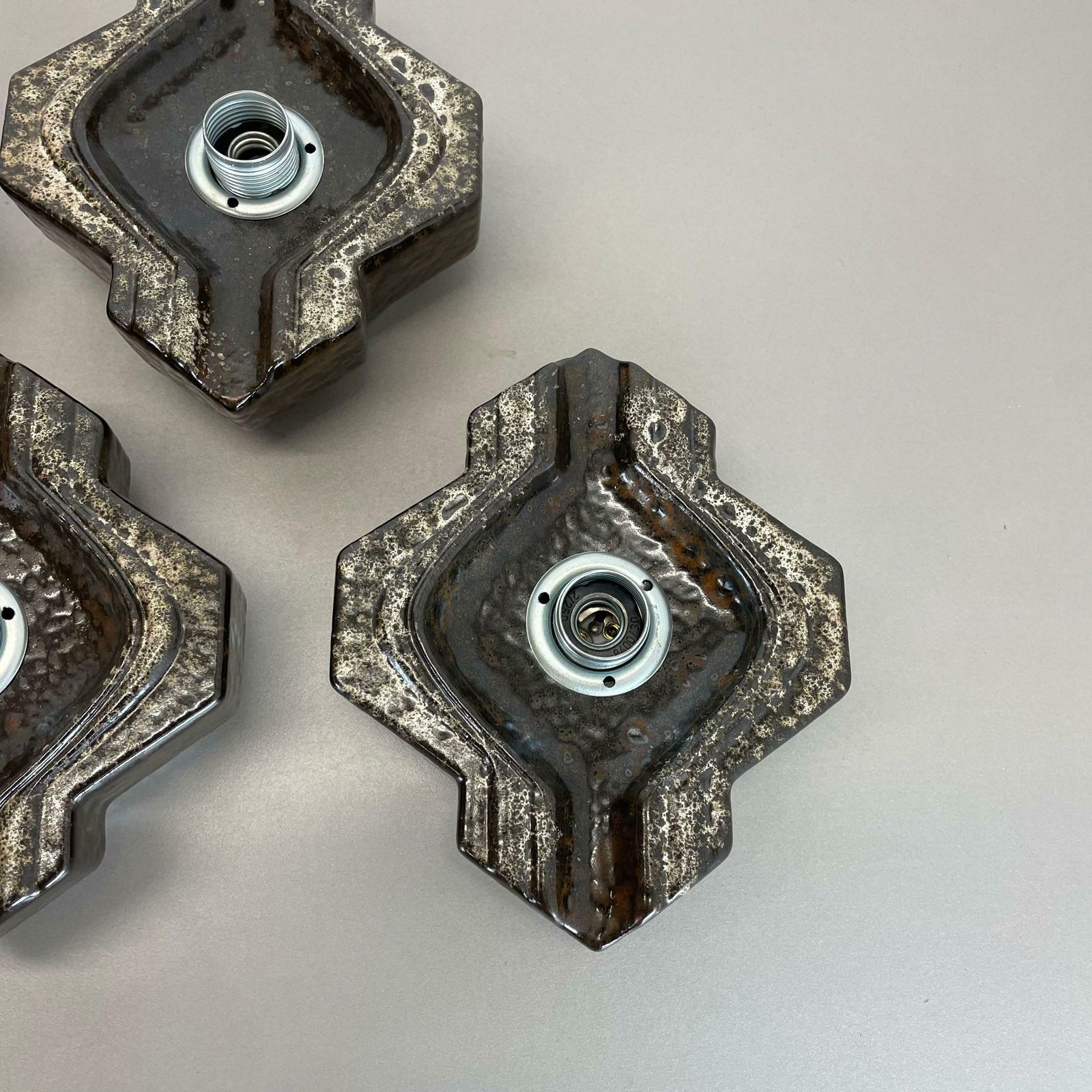 photo buy Set Of Four Brown Beigeceramic Fat Lava Wall Lights By Pan Ceramics Germany 1970