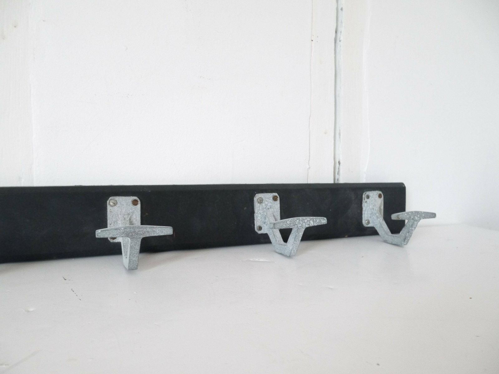 French Wooden Black Coat Rack Farmhouse Primitive Paint Extra Long photo buy