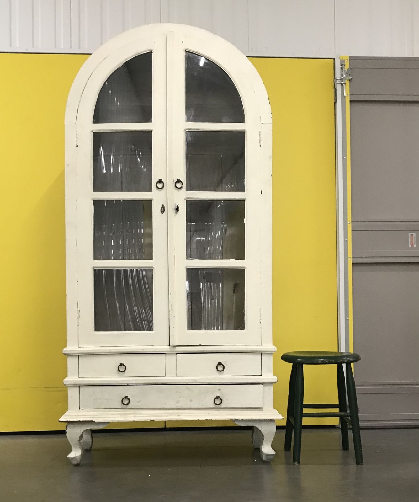 1200.0 Antique French Dome Top White Armoire Display Cabinet photo