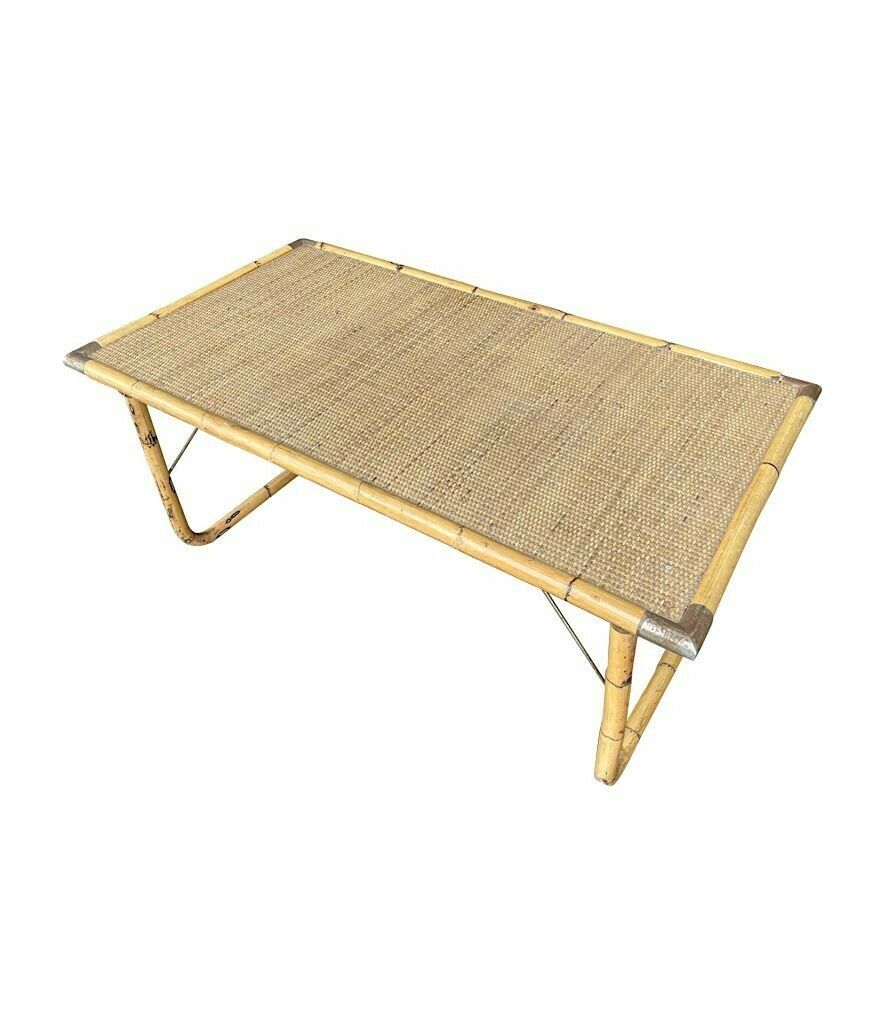 An Italian 1970s Folding Bamboo Coffee Table By Del Vera With Brass Corners photo buy