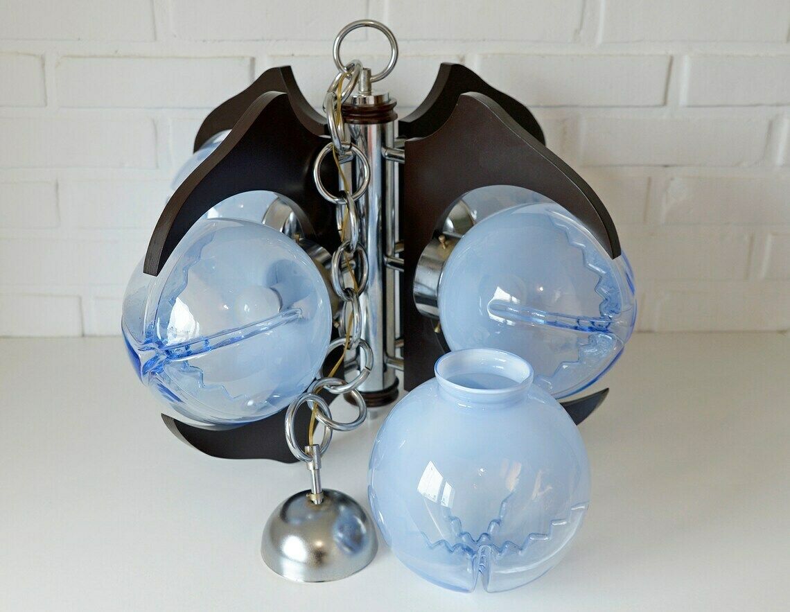 Vintage Pendant Light / Murano Mazzega Lamp / Light Fixture / Sputnik Brutalist / Mcm Chandelier / Mid Century Modern / Italy 1970s photo vintage