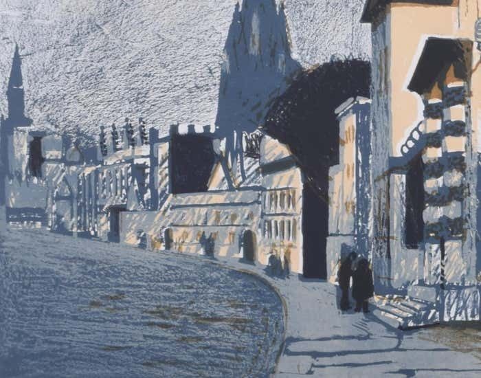 Edwin La Dell The High Street, Oxford With Queen's College Lithograph By Edwin La Dell photo 1485.0