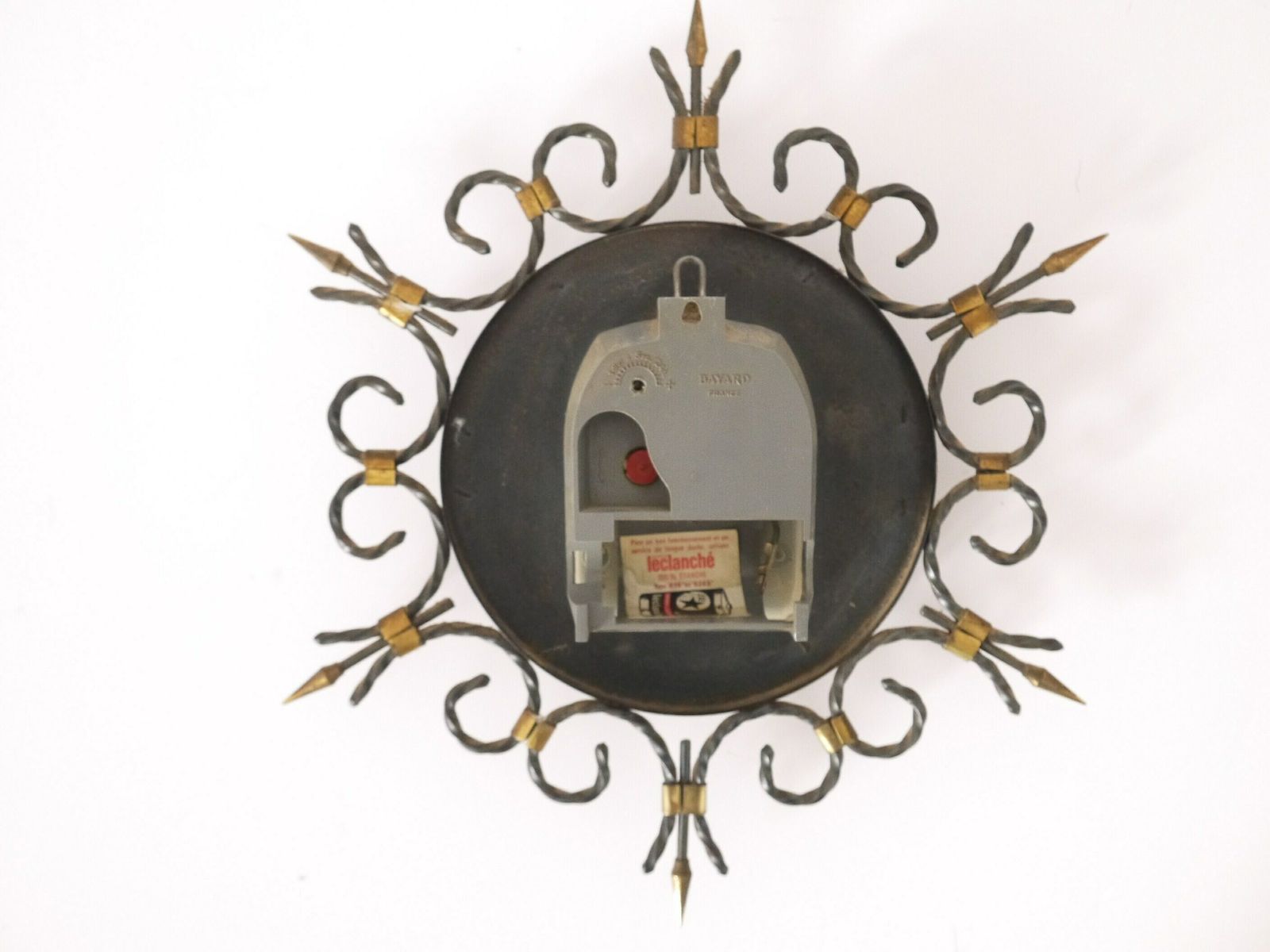 French Vintage Mid Century Modern Wall Metal And Brass Clock photo vintage