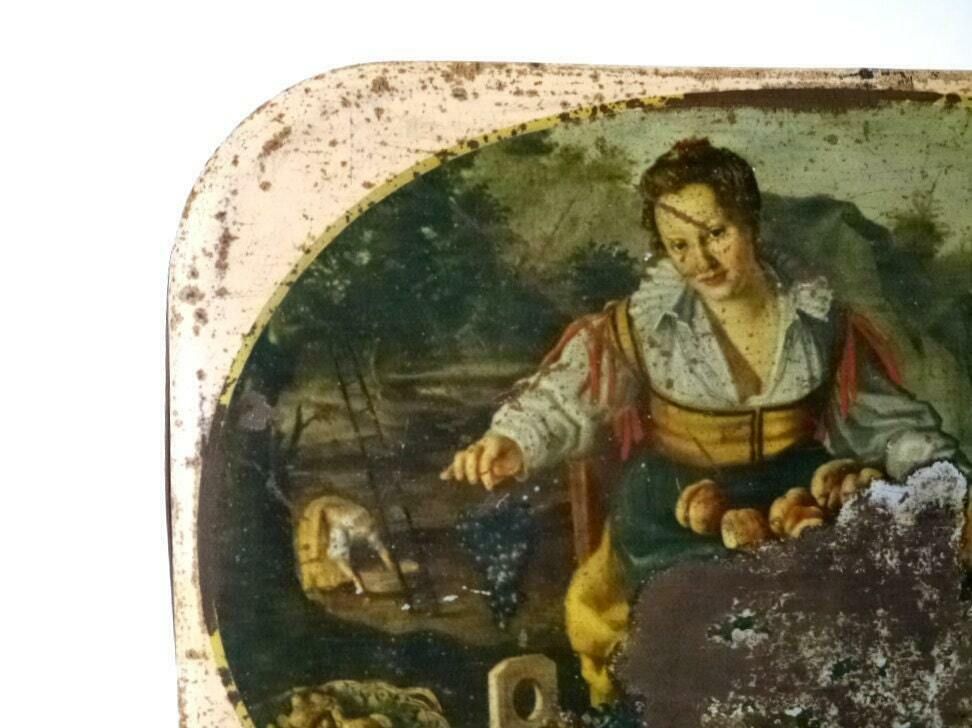 Italian Vintage Metal Tin Box Storage Sewing Box Candy Box Cake Storage Tin photo furniture