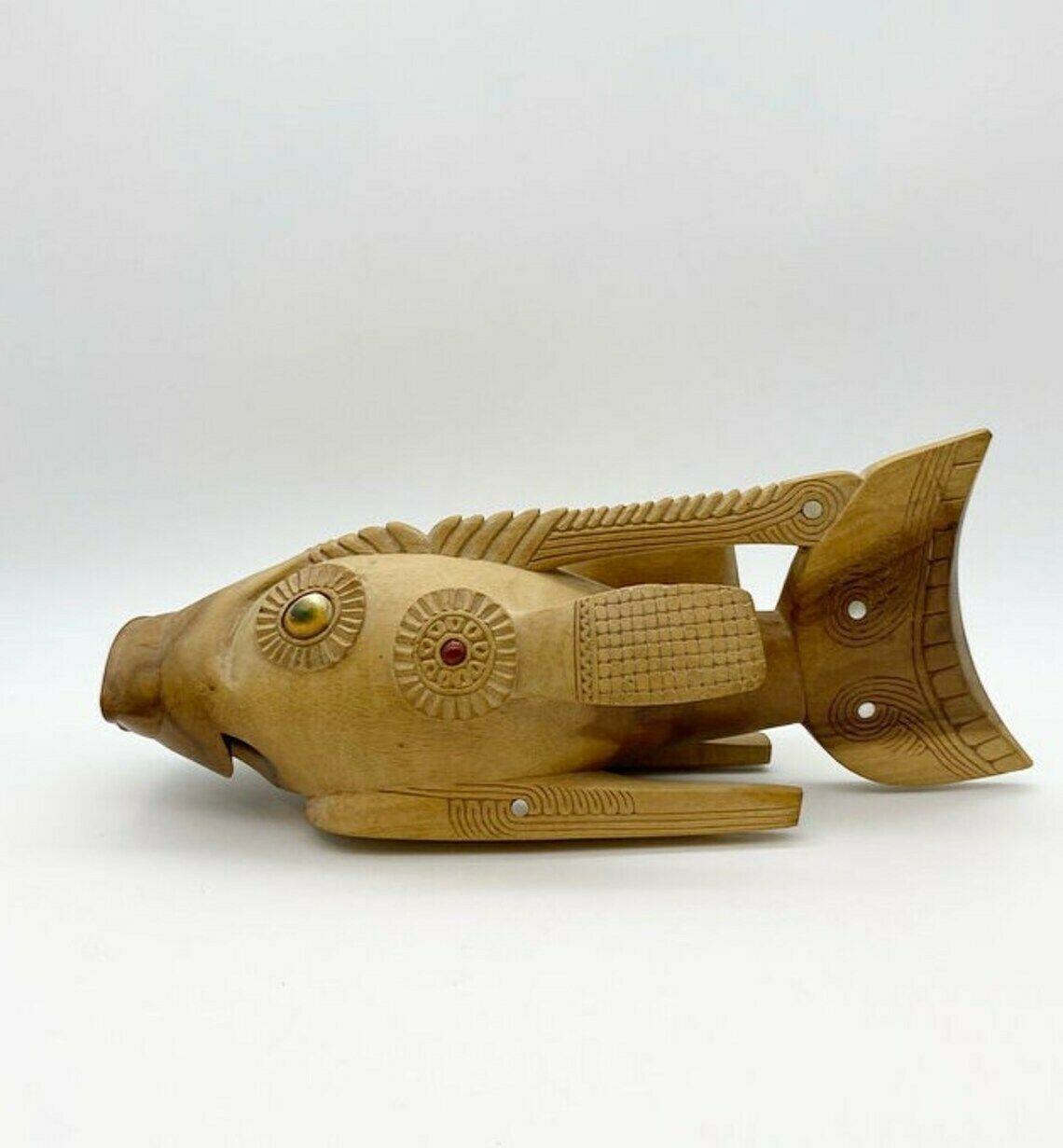 Wooden Fish Figure Miracle Fish Papua New Guinea Hand Carved Fish