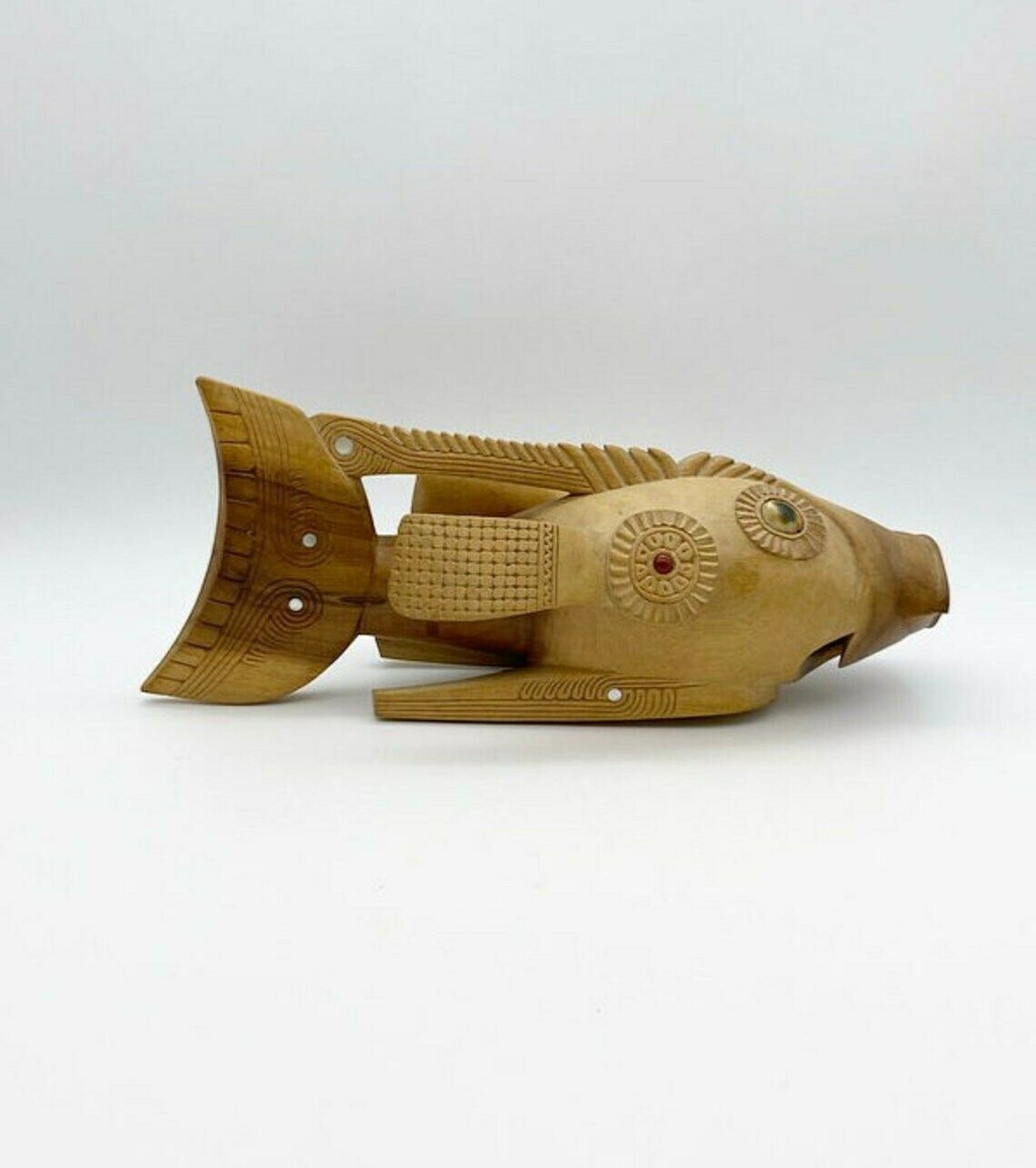 Wooden Fish Figure Miracle Fish Papua New Guinea Hand Carved Fish photo vinterior