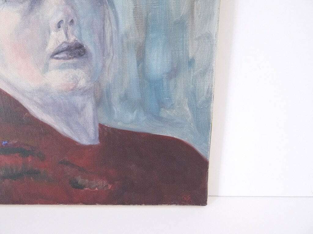 French Oil Portrait Painting Blue Women photo Art