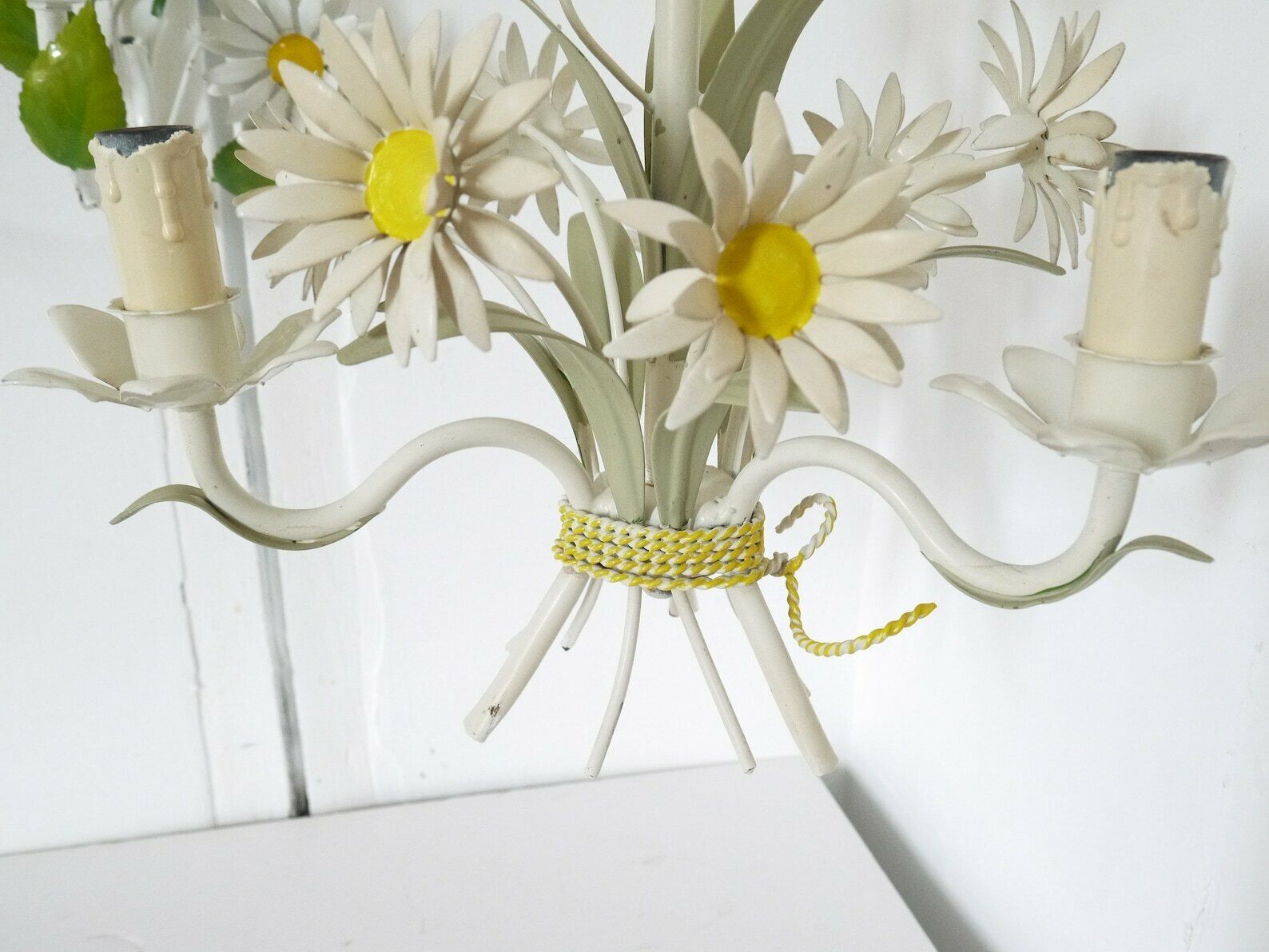 French Vintage Metal Chandelier And Sconces Daisies Light Fixture Pendant Functional photo 598.0