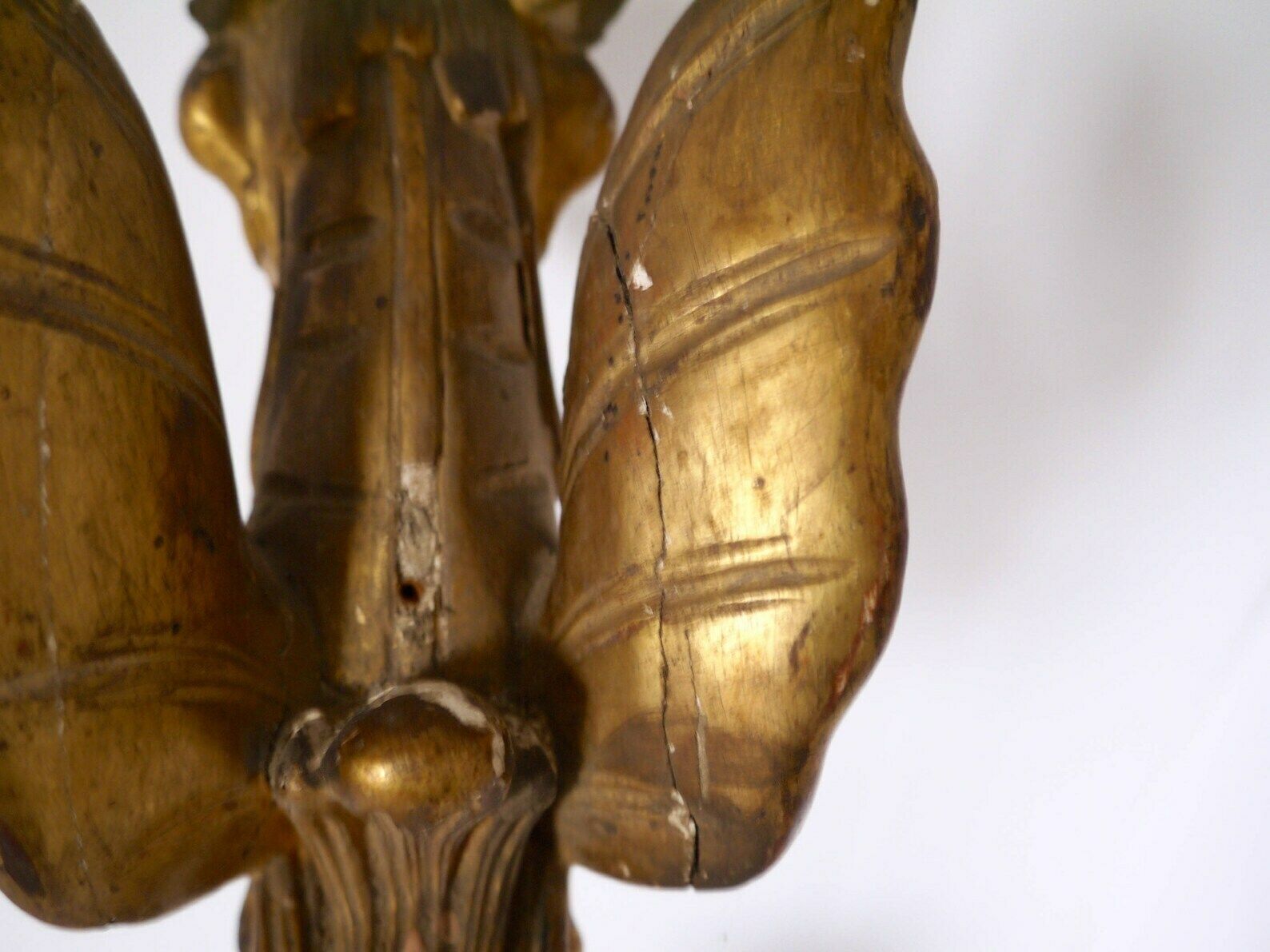 French Antique Wooden Architectural Salvage Sculpture Of A Winged Dragon photo vintage