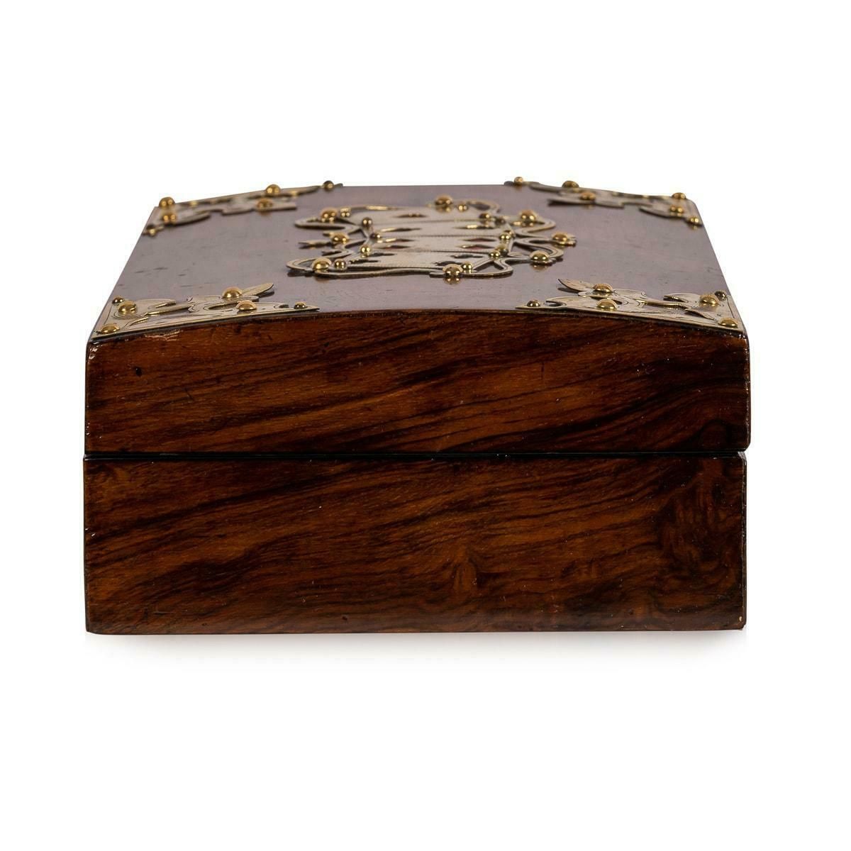19th Century Victorian Walnut & Brass Card Games Box, C.1890 photo for sale