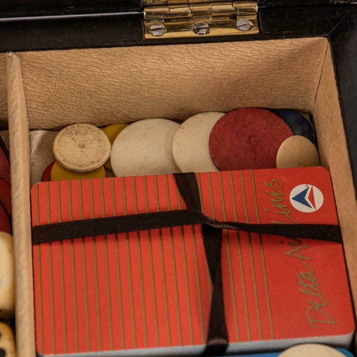 photo furniture 19th Century Victorian Walnut & Brass Card Games Box, C.1890