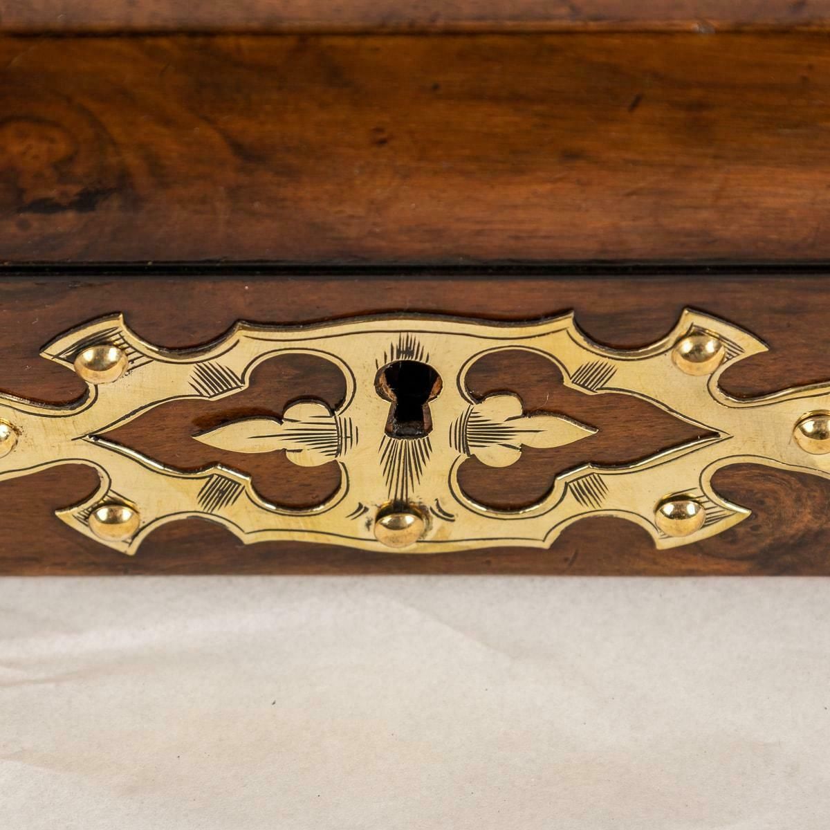 1195.0 19th Century Victorian Walnut & Brass Card Games Box, C.1890 photo