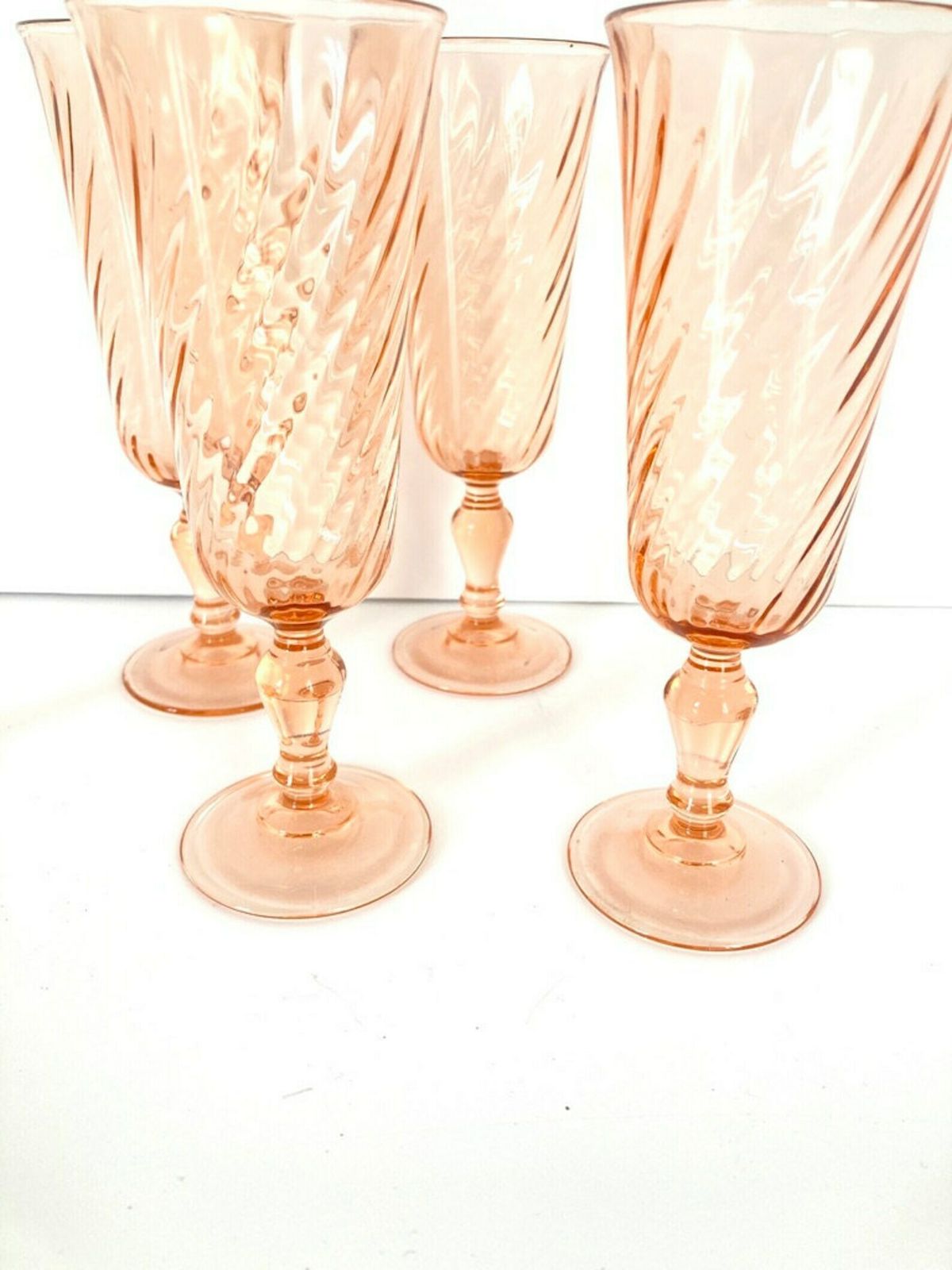 French Vintage Set Of 5 Rosalind Pink Blush French Arcoroc Champagne Glasses photo Home Decor