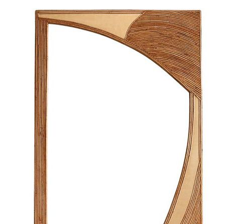 Contemporary Italian Wall Mirror In Bamboo & Brass photo furniture