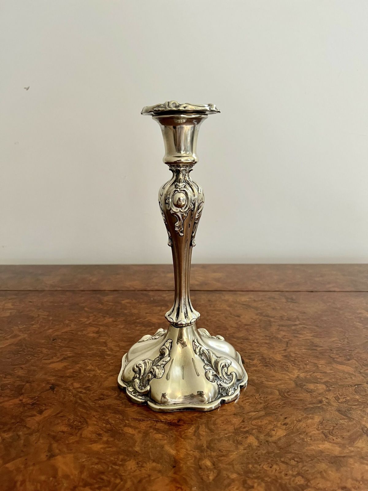 Quality Pair Of Antique Silver Plated Ornate Candlesticks photo 345.0