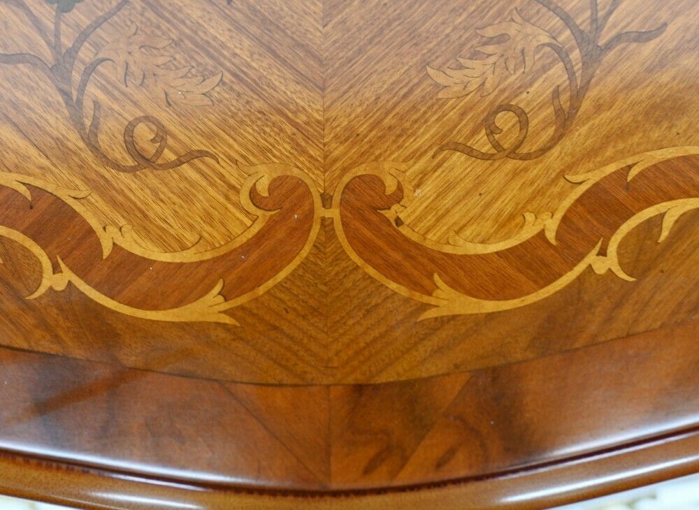 French Bombe Commode Marquetry Inlay Chest Drawers photo vinterior