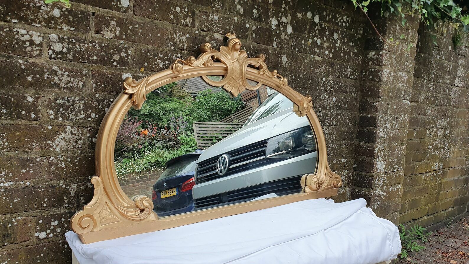 Large Victorian Top Quality Ornate Gold Gilt Wall Mirror Wonderful Carved Features Over Mantel Mantle photo vintage