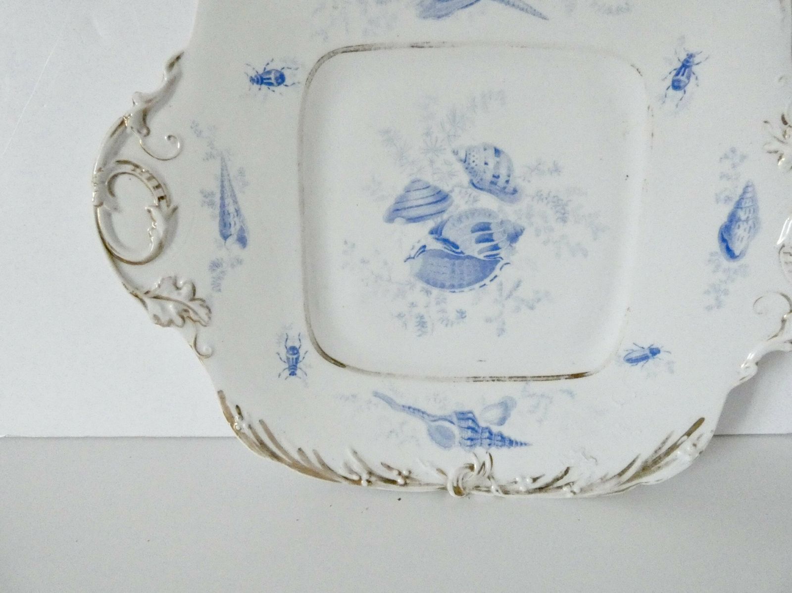 French Vintage Blue And White Porcelain De Paris Serving Display Plate photo for sale