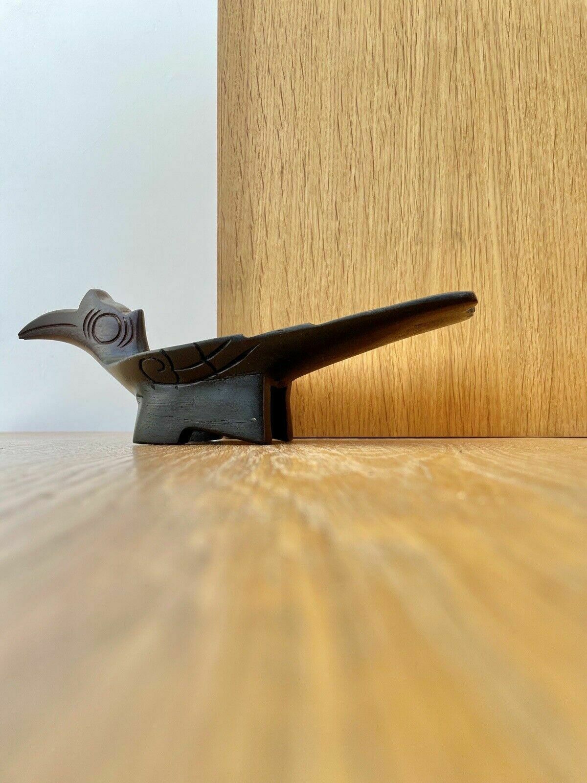 1950s Hornbill Rhinoceros Bird Hand Carved Wooden Bowl photo for sale