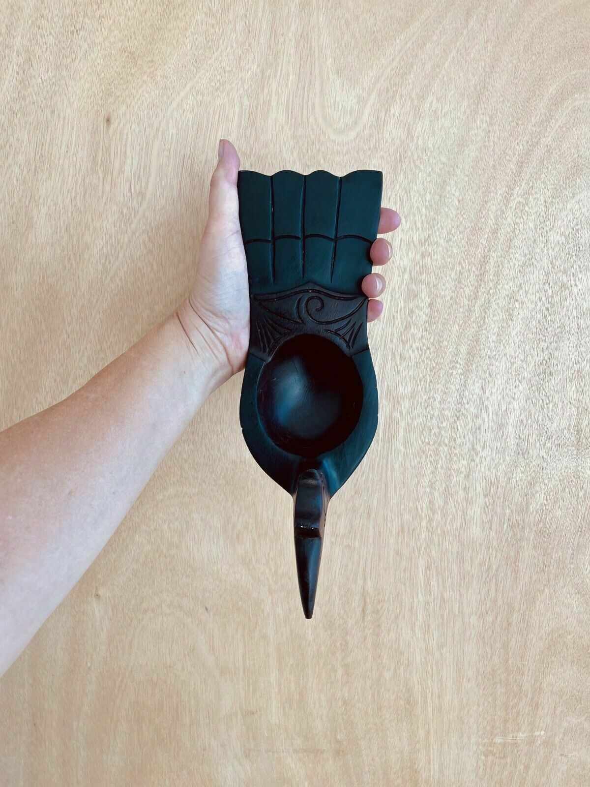1950s Hornbill Rhinoceros Bird Hand Carved Wooden Bowl photo buy