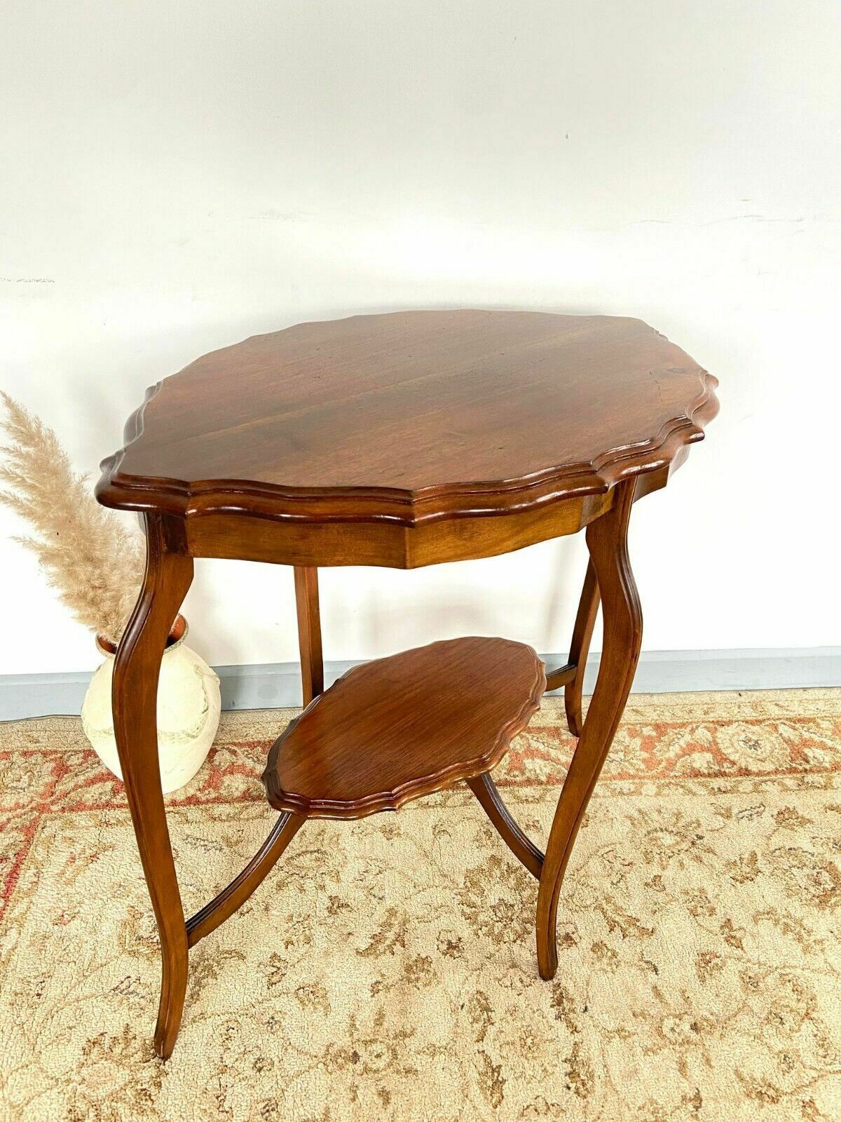 Vintage Decorative Satinwood Occasional Centre Table Scalloped Edge 1930s photo for sale