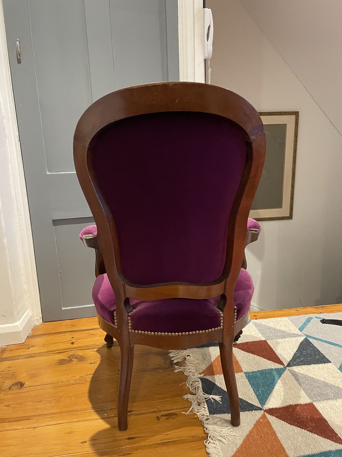 Pair Of Louis XV Armchairs Reupholstered Velvet photo for sale