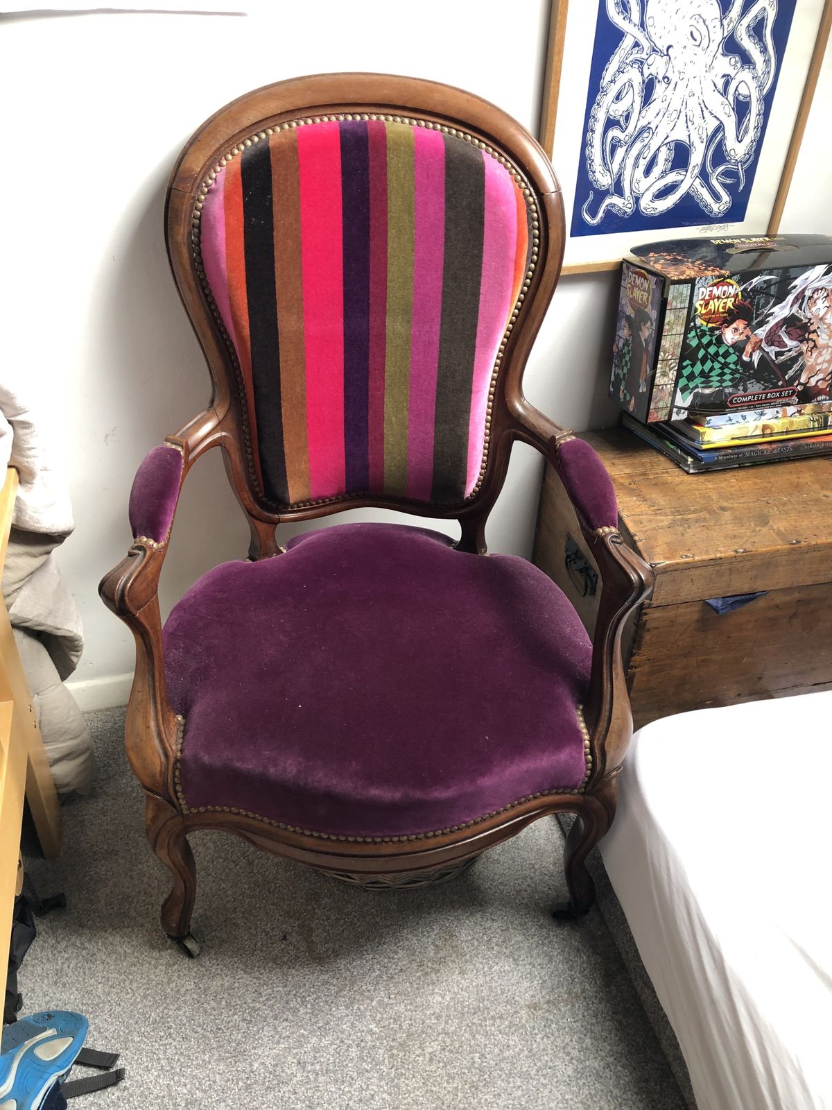 Pair Of Louis XV Armchairs Reupholstered Velvet photo buy