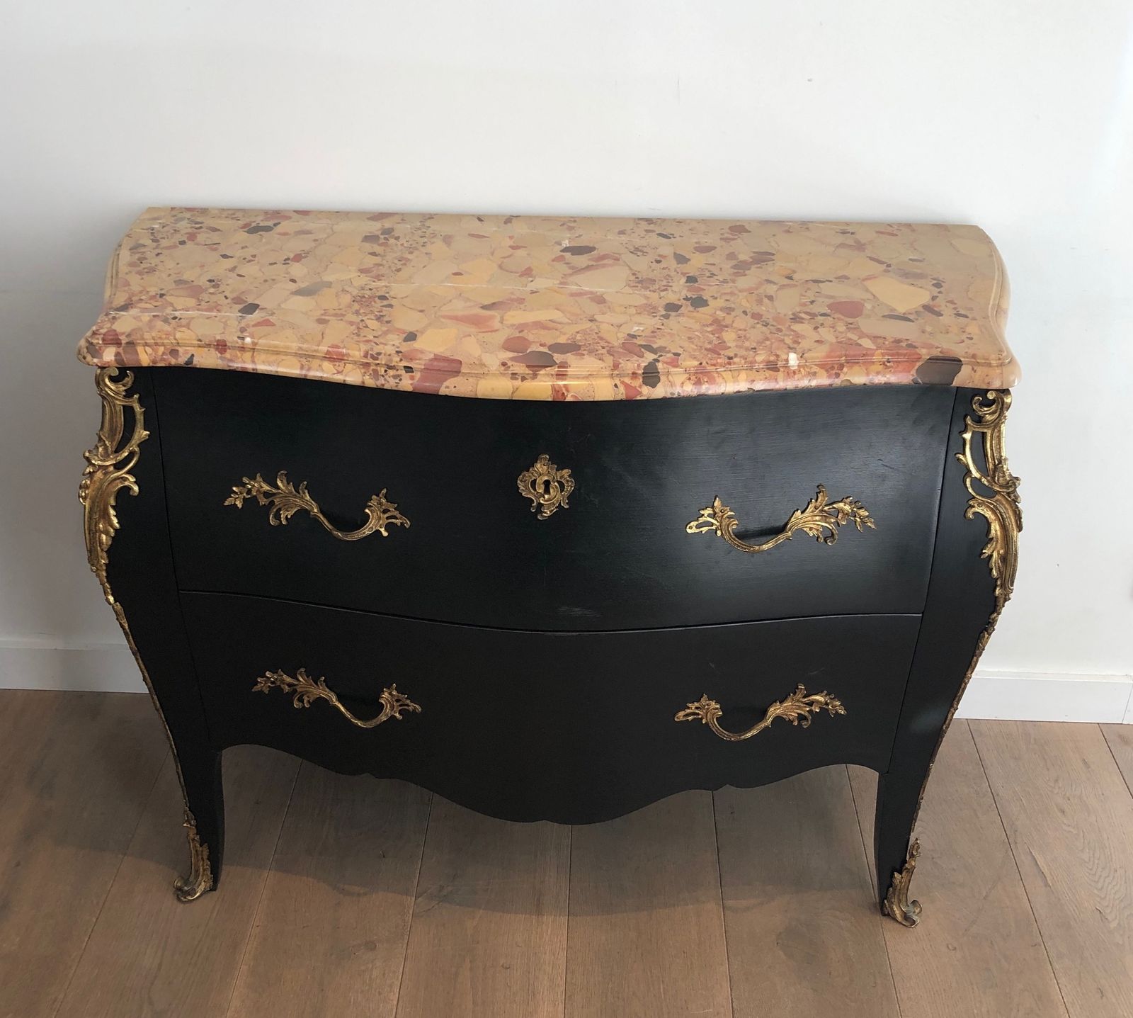 Ebonized Curved Chest Of Drawers Decorated With Bronze Elements Stamped By Beyne Roubaix photo furniture