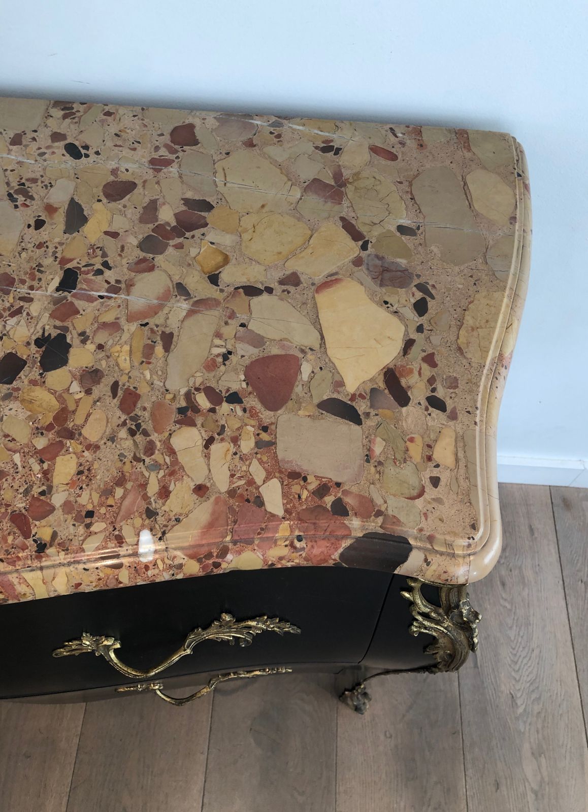 Ebonized Curved Chest Of Drawers Decorated With Bronze Elements Stamped By Beyne Roubaix photo buy