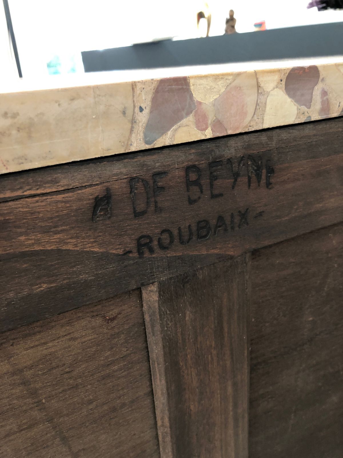 Furniture Ebonized Curved Chest Of Drawers Decorated With Bronze Elements Stamped By Beyne Roubaix photo
