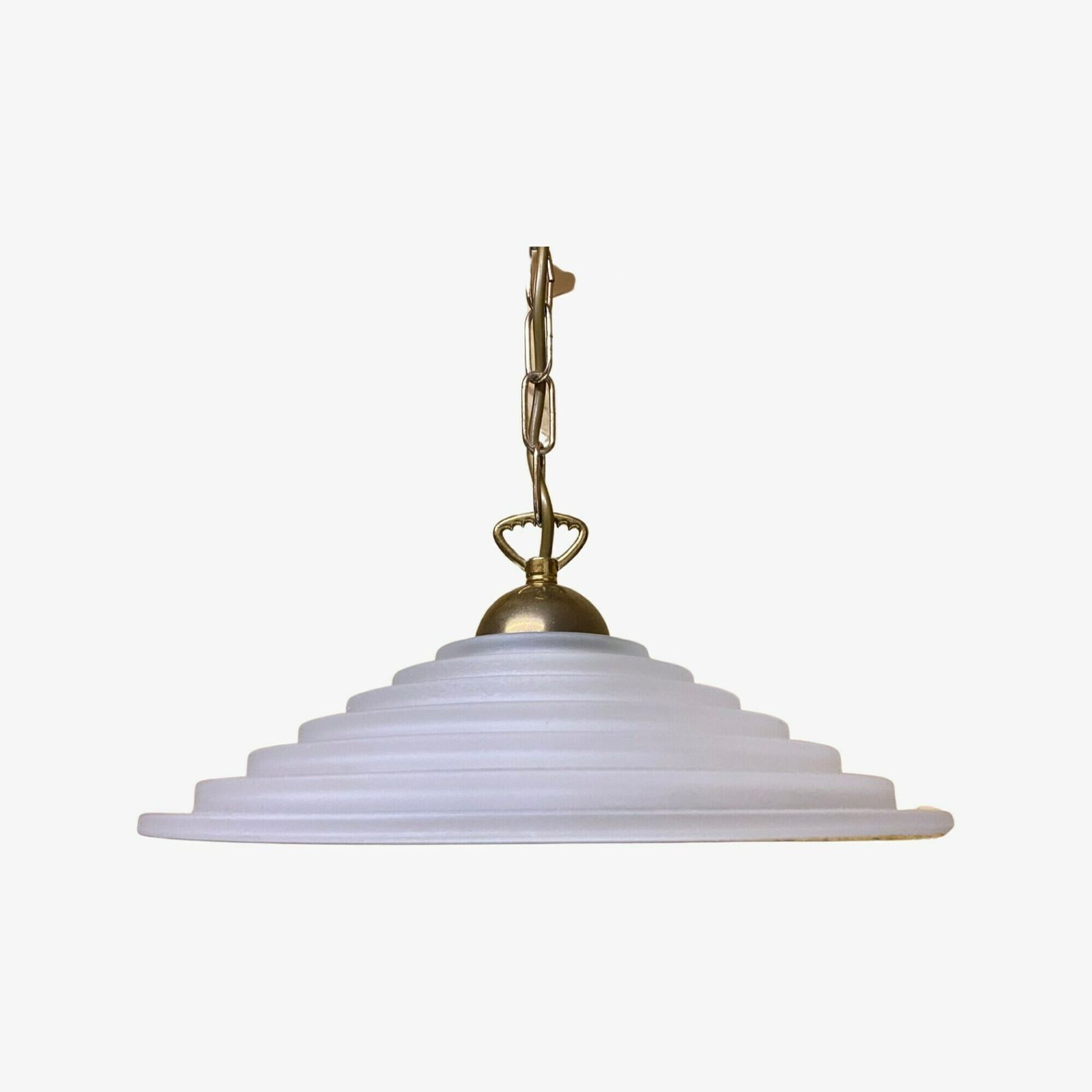 French Ribbed Glass Pendant Light | Mid Century Modern Lighting From France | Vintage Pendant Lighting With Brass Metal 1960s, 1970s photo furniture