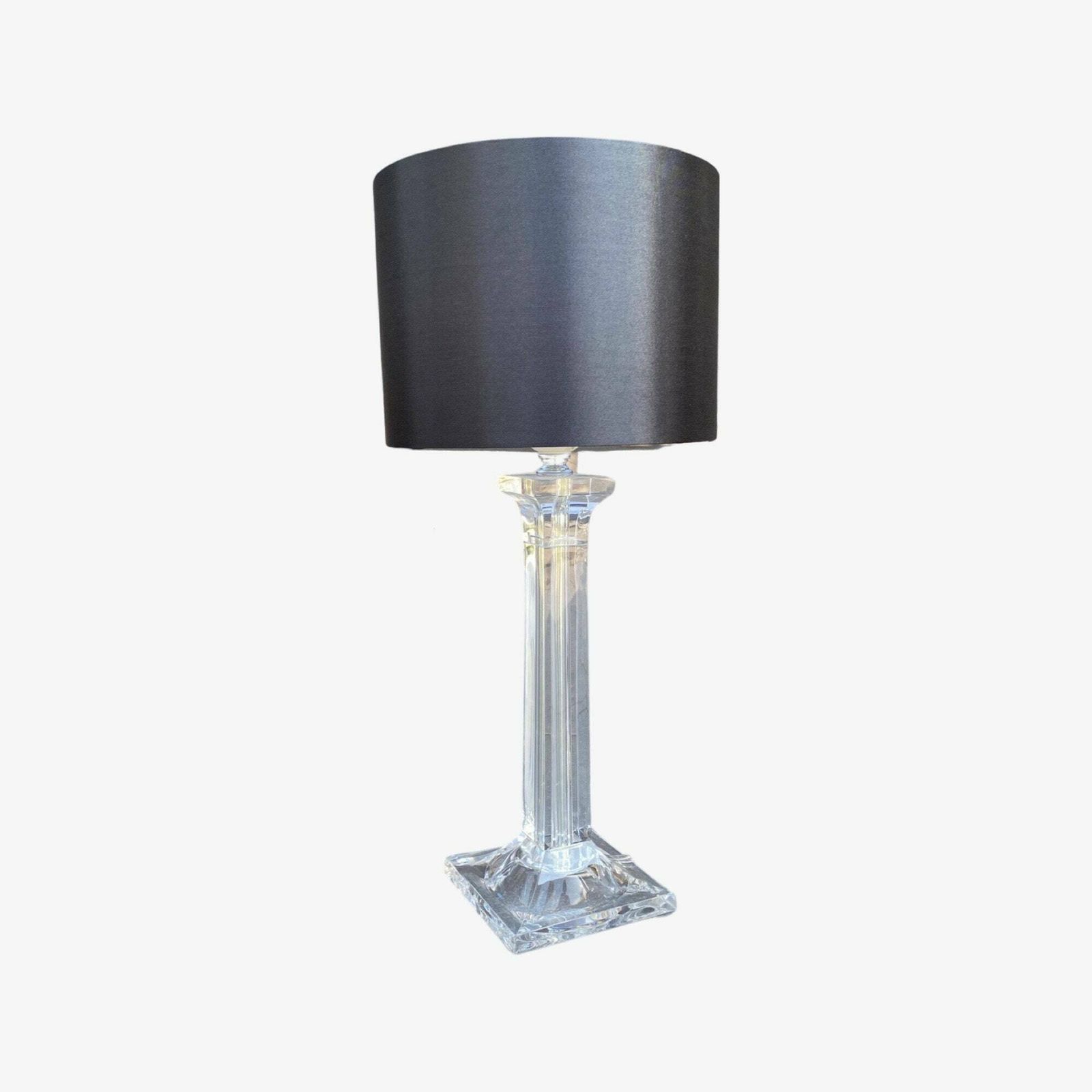 1970s Vintage Plexiglas Light | Mid Century Modern Light With Black Lampshade | Transparent Plexi Glass Retro Table Light / Table Lamp