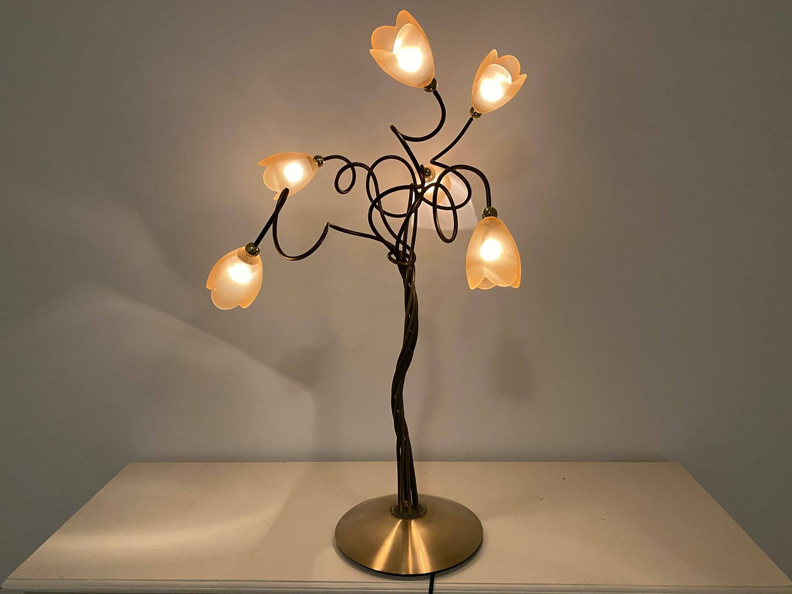 Murano Italy Design Lamp   Handmade Vintsge Murano Glass With Brass Table Lamp   ‘Tulip Tree’ Design | Vintage Table Lamp Made In Italy 1970 photo furniture