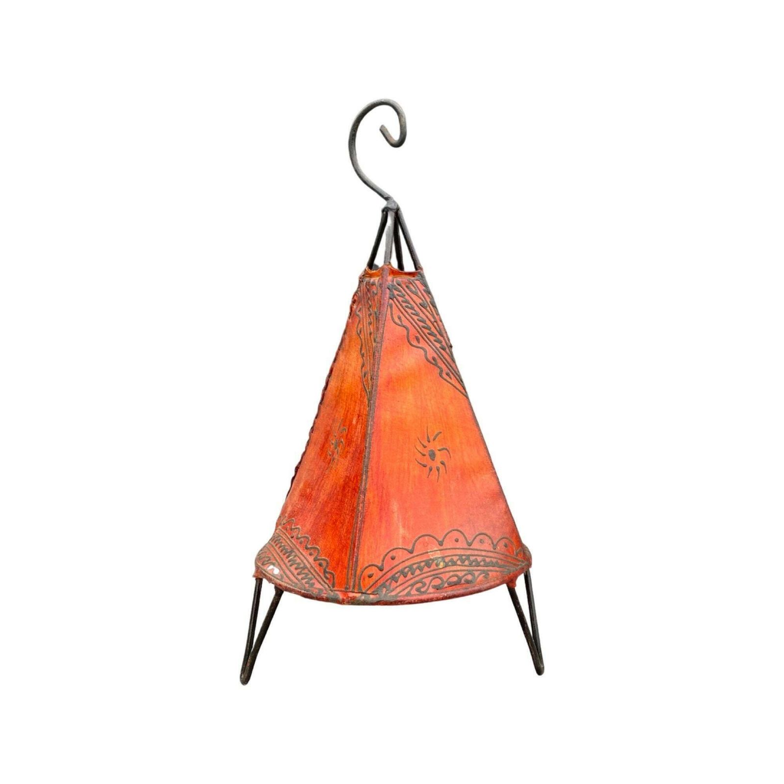Oriental Lamp Vintage   Made From Orange Leather   Vintage Henna Floor Lamp | Hand Painted